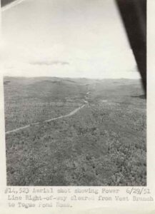 Aerial View Showing Power Line Right-of-Way Cleared From West Branch of the Penobscot River to Togue Pond 6/29/1951