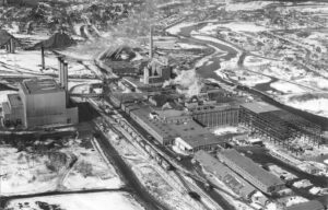 Aerial View of the Paper Coater Building Construction in the Millinocket, Mill