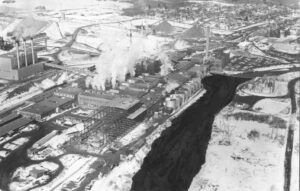 Aerial View of the Paper Coater Building Construction in the Millinocket, Mill