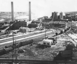 Aerial View of the Old Steam Plant in the Millinocket Mill in 1950