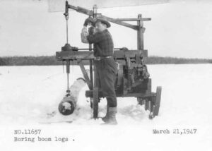 Boring Boom Logs 3/21/1947