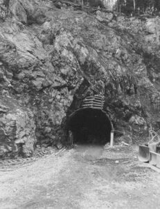 Construction of Cabins Outside of the Penstock Opening at McKay Station 10/9/1952