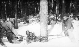 Cutting Down a Tree with an Early Chainsaw