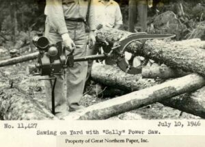 Cutting up Wood with a Sally Saw 7/10/1946