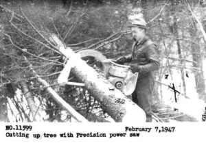 Cutting up a Tree with a Precision Power Saw 2/7/1947