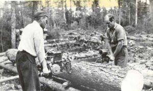 Cutting up Trees with an Early Chainsaw 8/12/1946