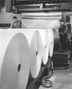 Two Men Working in the Finishing Room at the East Millinocket Mill