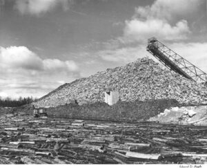 Woodpile Next to River in the East Millinocket Mill