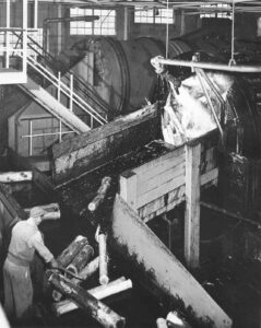 Wood Coming from the Wood Room Drums in the East Millinocket Mill