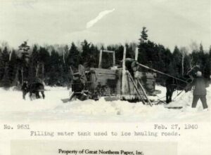 Filling a Water Tank Used for Icing the Hauling Roads 2/27/1940