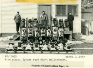 Fire Pumps at Spruce Wood Department in Millinocket, Maine 3/7/1947