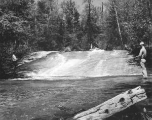 Fishing at Slide Rock at Abol Stream