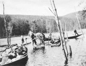 Horse on Raft on the River in 1914