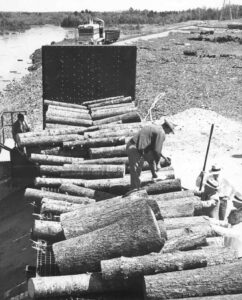 Loading Railroad Pulp Cars by Hand
