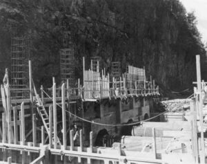 Beginning Station Walls Showing Penstocks at McKay Station 7/25/1952