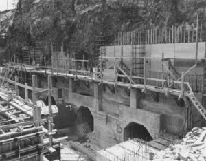 Beginning Station Walls Showing Penstocks at McKay Station 7/25/1952