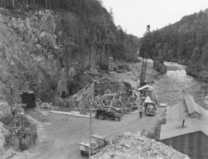 Construction of McKay Station Behind Cofferdam 6/12/1952