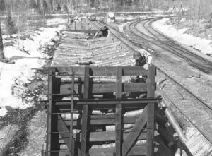 Men Emptying Railroad Pulp Car to a Conveyor Belt