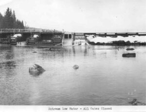 Low Water at Millinocket Lake Dam with All Gates Closed