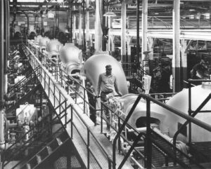 Millinocket Mill Grinder Room Showing Water Wheels