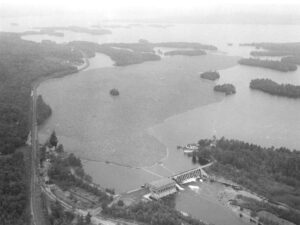 North Twin Lake and Dam with Wood Before the Taintor Gates