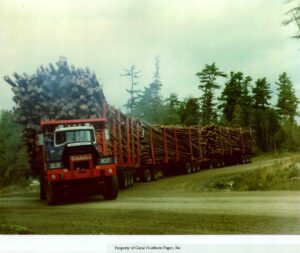 Pelletier's Truck Hauling 3 Trailers of Wood