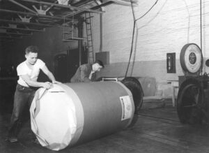 Putting Round Heads on a Paper Roll in the Millinocket Mill