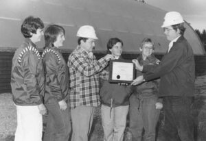 R. Farm Crew with C. Simone, K. Healey, R. A. Davis, G. McCauslin Getting and Award