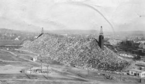 Wood Pile of 4' Logs in the Millinocket Mill in the 1930's