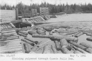 Sluicing Pulp Wood Through Canada Falls Dam 5/7/1941