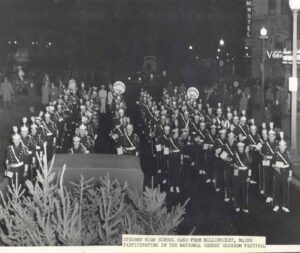 Stearns High School Band in the Cherry Blossom Festival Parade in Washington, DC on 4/1/1954
