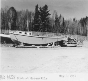 Steel Boat at Greenville, Maine Yard 5/1/1951