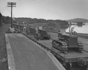 Rail Cars Loaded with Tractors at Woodlands Shop in the 1940's