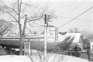 Trucking the William Hilton Boat Through Town