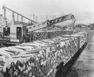 Unloading Pulp with a Gradeall in the Millinocket Mill
