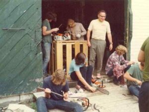 Wood Cutting School - Working on Chainsaws in July 1973
