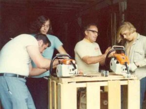 Wood Cutting School - Working on Chainsaws in July 1973