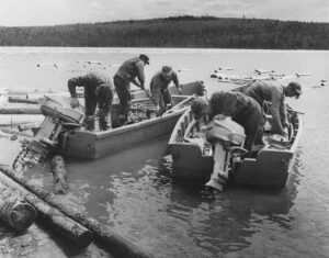 Wooden Boats with Johnson Outboard Motors in the 1950's