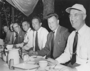 Woodlands Managers Eating Lunch Outside