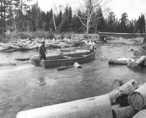 Working Pulp on a Stream with a Boat